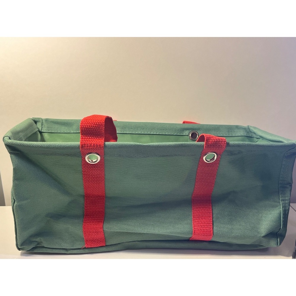 Thirty-One Holiday Storage Basket Green Red Recycled Polyester With Handles - Picture 3 of 7